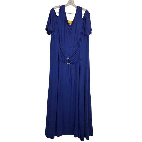 Liz Lange Purple Dress Gold Ring Detail Short Sleeve Plus Size 3X Boho Cocktail - Picture 1 of 6